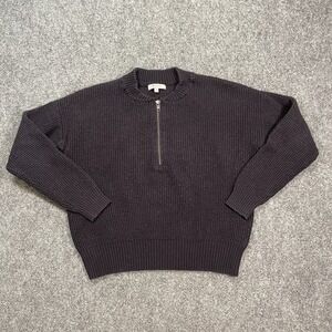 Madewell 1/4 Zip Pullover Sweater Womens Small Blue Waffle Knit Pullover Cotton